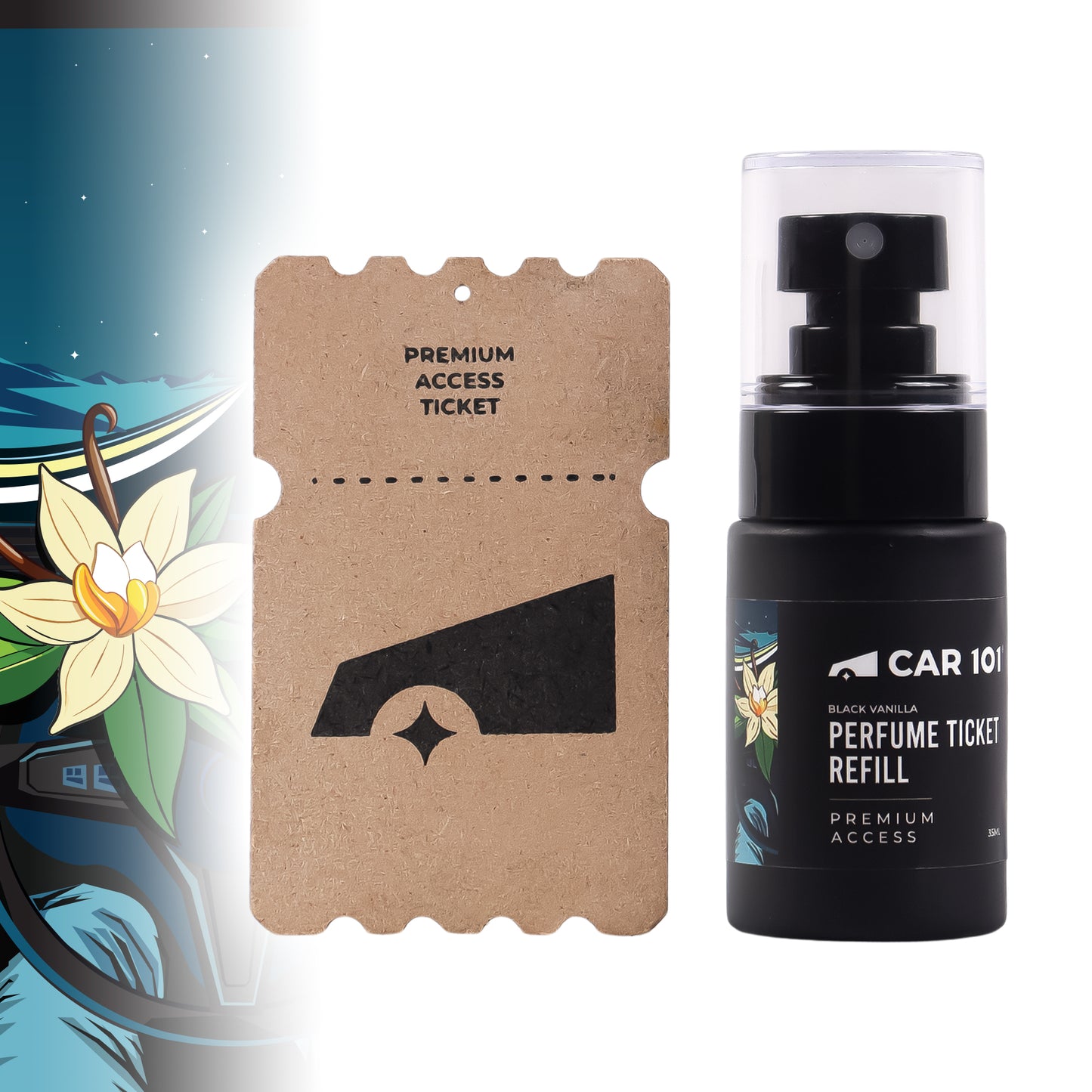CAR101 Black Vanilla – Smooth & Warm Car Perfume