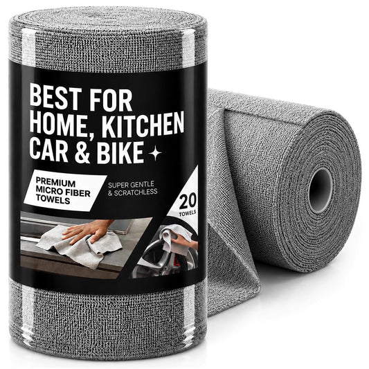CAR101 Rip Rolls | 220 GSM Microfiber Towel Roll | 20 Units of tearable & reusable microfibre towels.