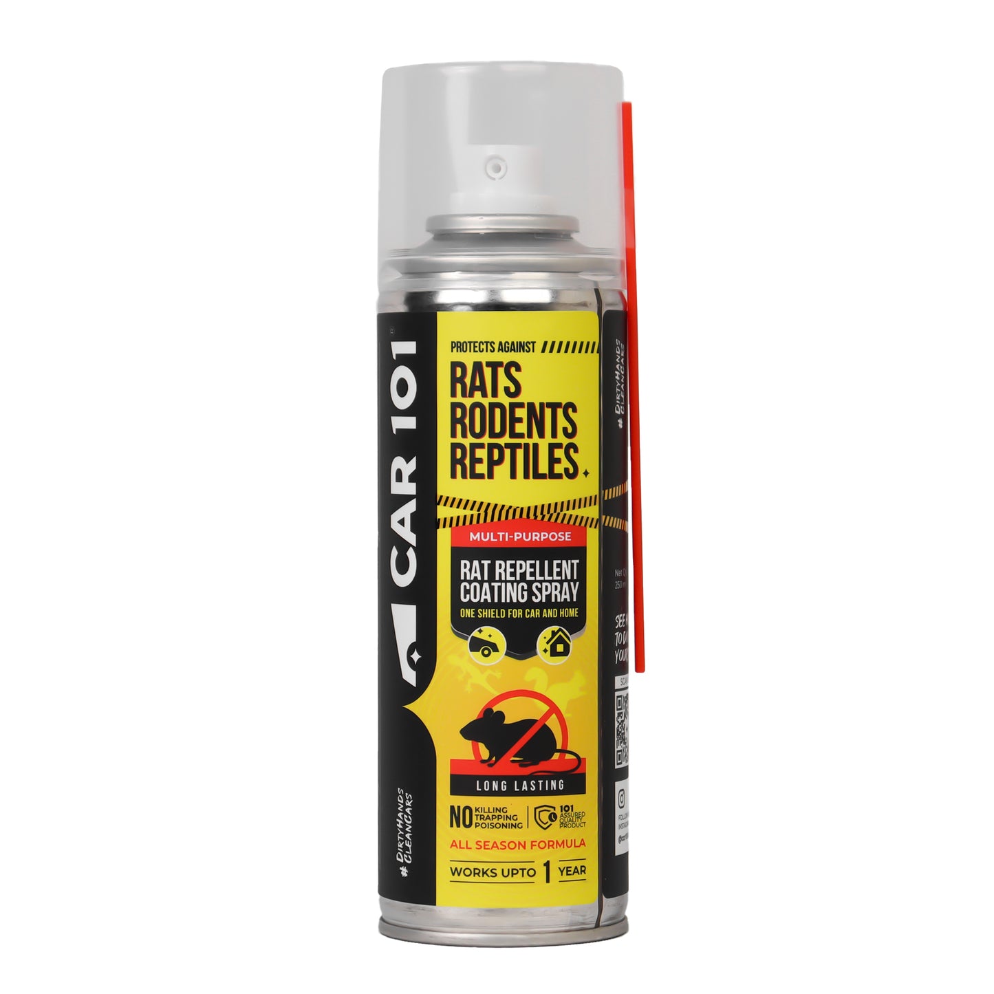 CAR101 Car Rat Repellent Spray | Anti Rat & Rodent Spray for Engine & Wiring Protection | Long Lasting Rat Protection for Cars & Bikes