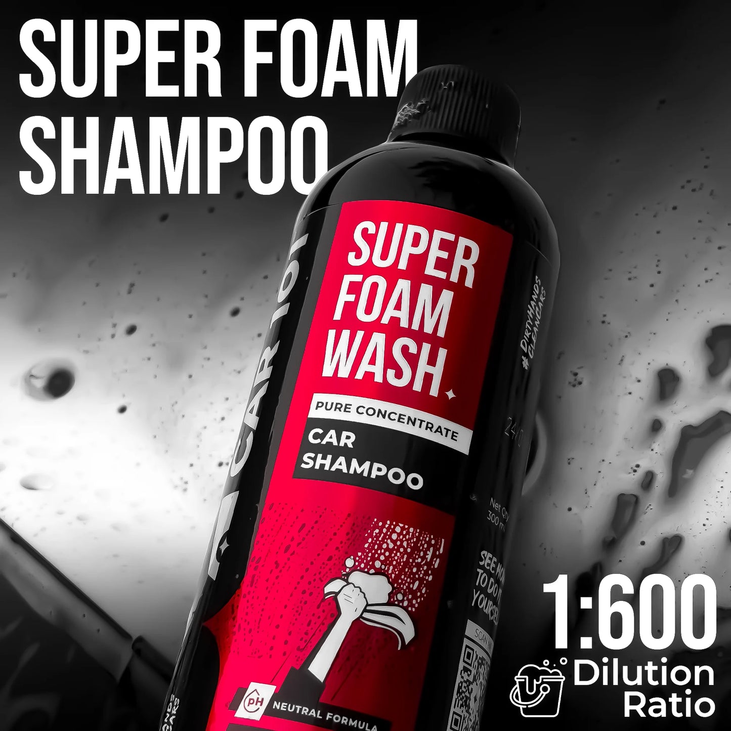 600 GSM Microfiber Cloth | for Car & Bike | Large Size + Super Foam Wash Car Shampoo | pH Neutral Formula