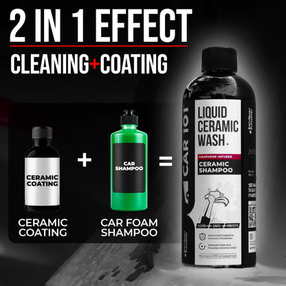 600 GSM Microfiber Cloth | for Car & Bike | Large Size + Ceramic Coating Shampoo - 300ML | 2-in-1 Effect Coating & Cleaning | Glossy Finish