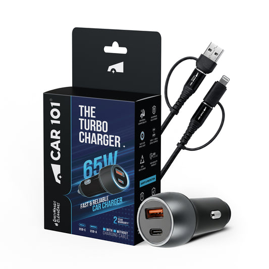 CAR101 Turbo Fast 65W Car Charge with 4 in 1 Cable