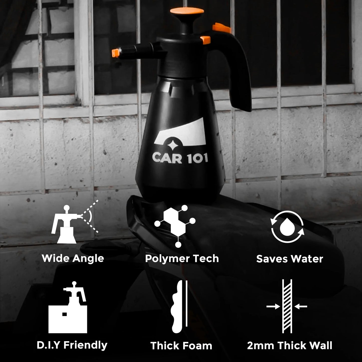 600 GSM Microfiber Cloth + Super Foam Car Wash Shampoo - 300ml | Fresh & Mild Scent + Foam Sprayer | 1.5L Tank