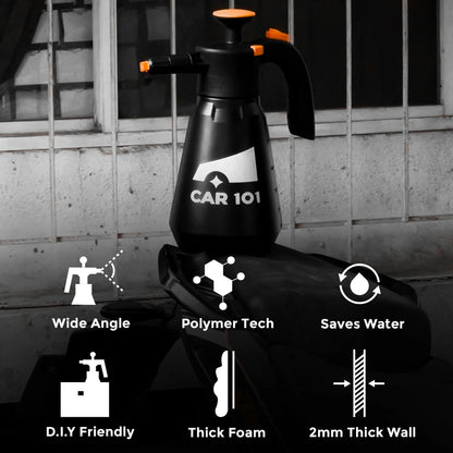 600 GSM Microfiber Cloth + Super Foam Car Wash Shampoo - 300ml | Fresh & Mild Scent + Foam Sprayer | 1.5L Tank