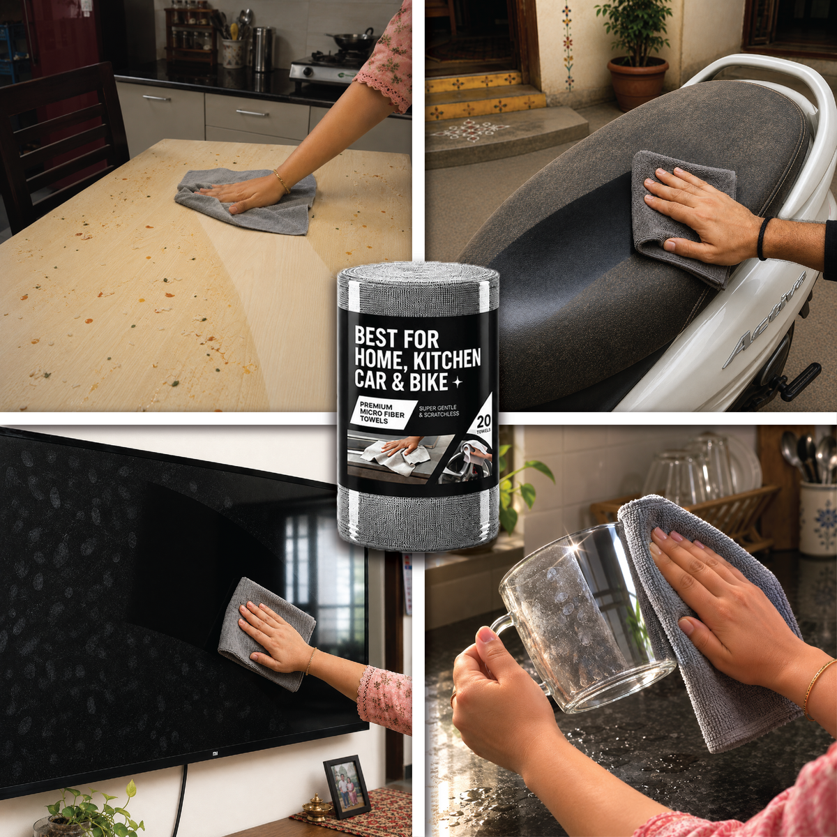 CAR101 Rip Rolls | 220 GSM Microfiber Towel Roll | 20 Units of tearable & reusable microfibre towels.
