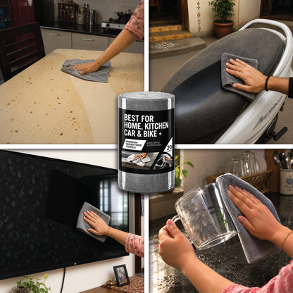 CAR101 Rip Rolls | 220 GSM Microfiber Towel Roll | 20 Units of tearable & reusable microfibre towels.