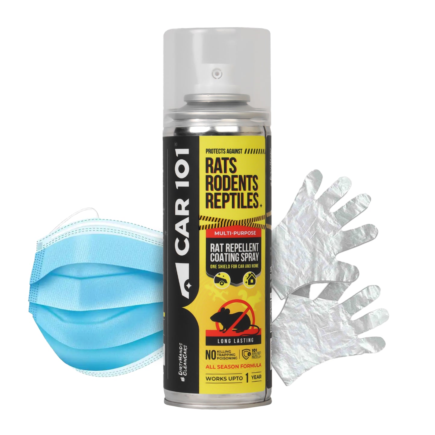 CAR101 Car Rat Repellent Spray | Anti Rat & Rodent Spray for Engine & Wiring Protection | Long Lasting Rat Protection for Cars & Bikes