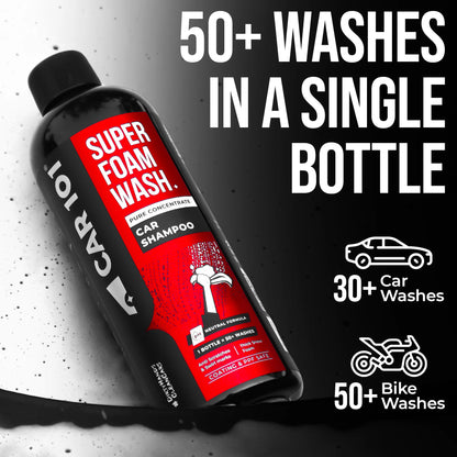600 GSM Microfiber Cloth | for Car & Bike | Large Size + Super Foam Wash Car Shampoo | pH Neutral Formula