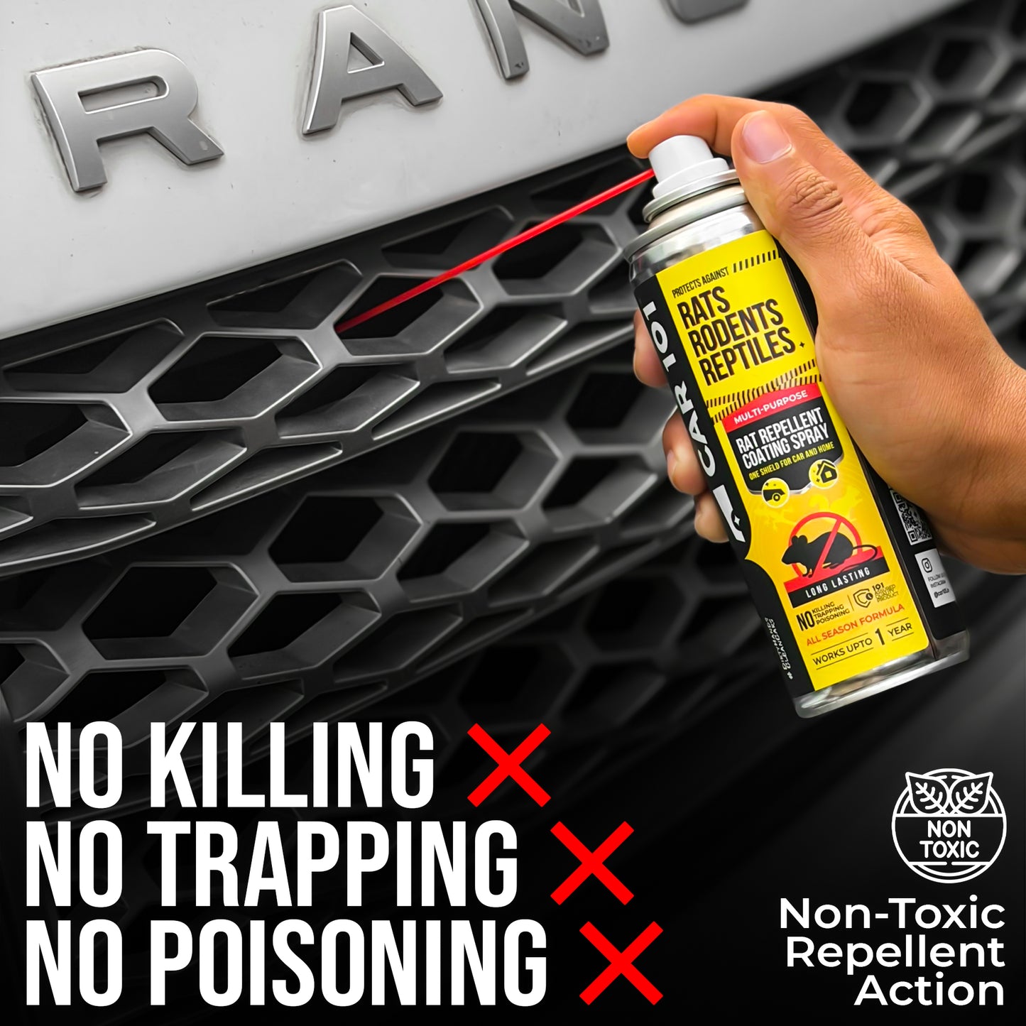 CAR101 Car Rat Repellent Spray | Anti Rat & Rodent Spray for Engine & Wiring Protection | Long Lasting Rat Protection for Cars & Bikes