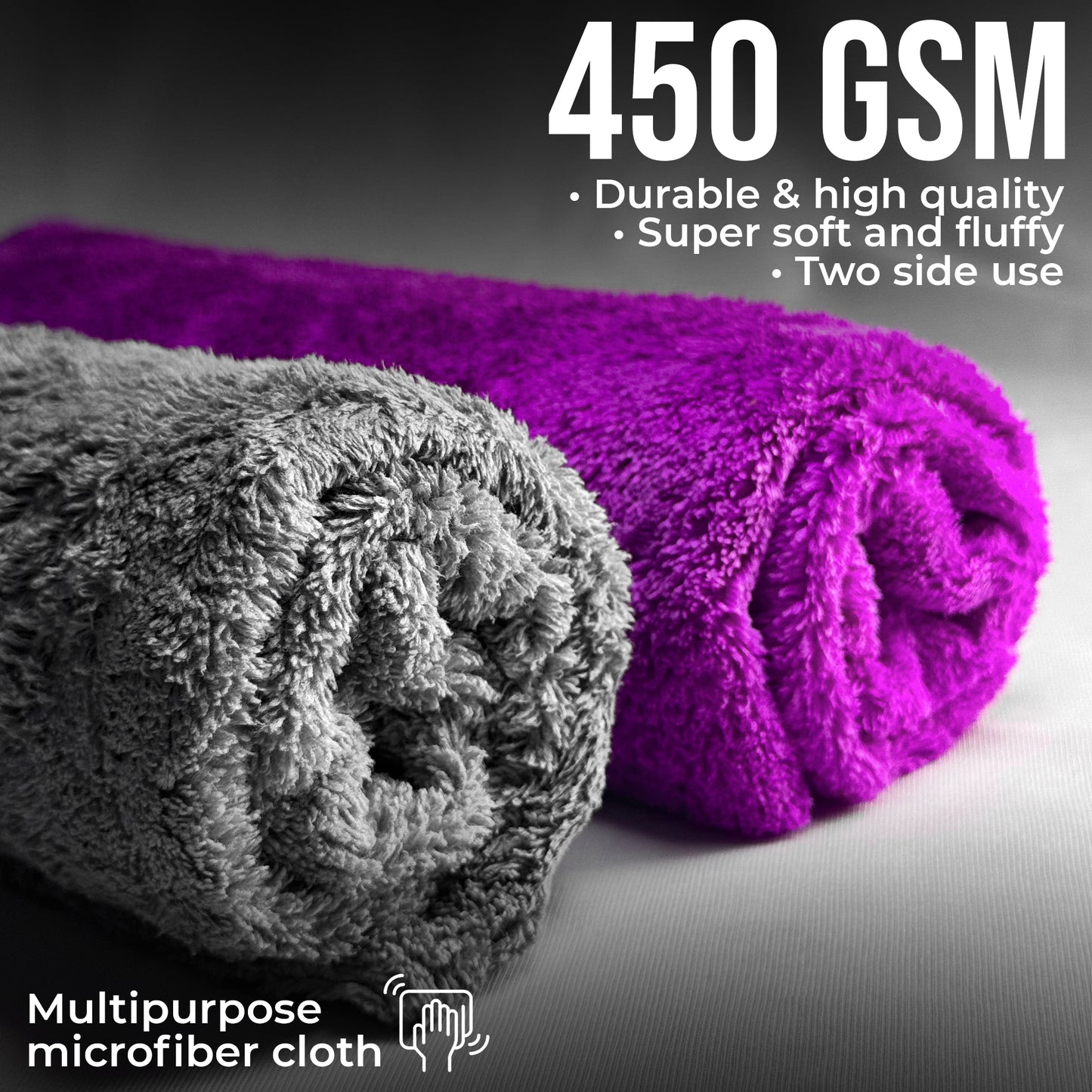 450 GSM Microfiber Towels  – Ultra Absorbent & Super Soft
