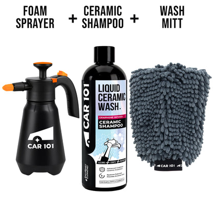 foam sprayer+ ceramic shampoo + wash mitt