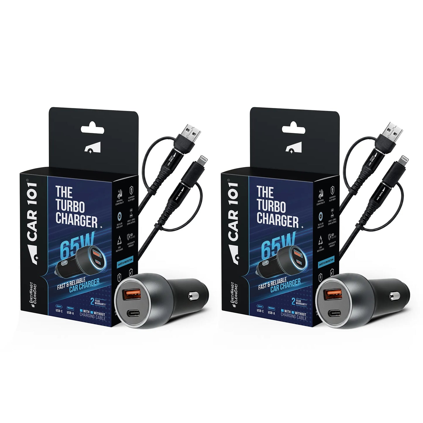 CAR101 Turbo Fast 65W Car Charge with 4 in 1 Cable