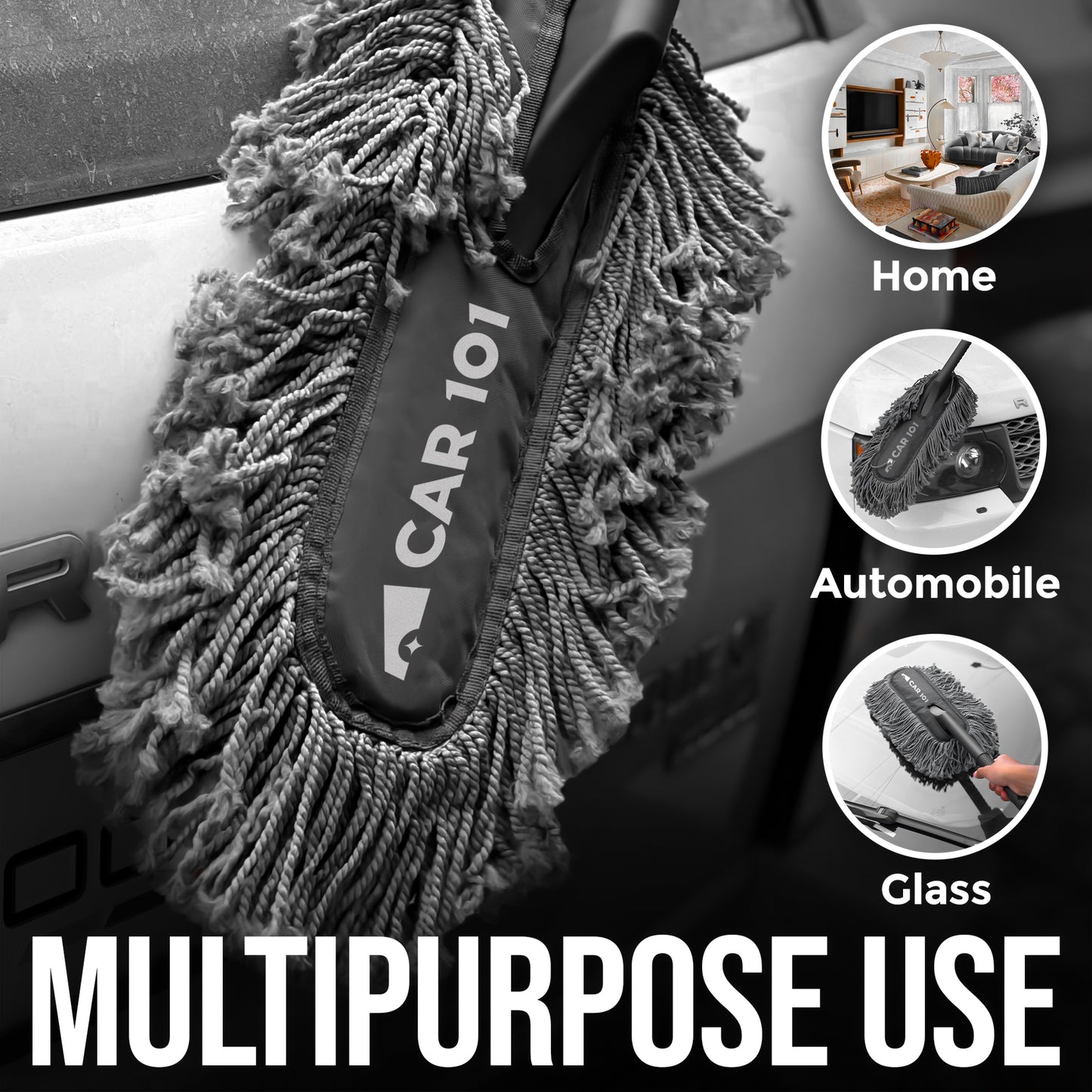 CAR101 Everyday Use Twisted Loop Daily Microfibre Car Duster (Grey)