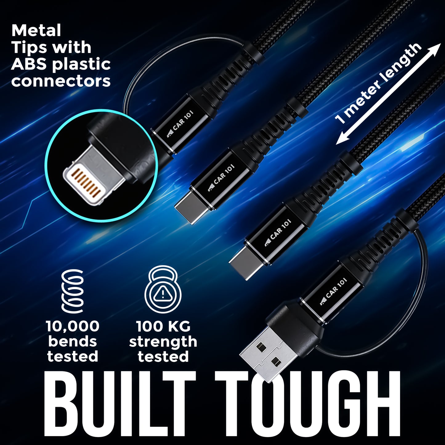 CAR101 Turbo Fast 65W Car Charge with 4 in 1 Cable