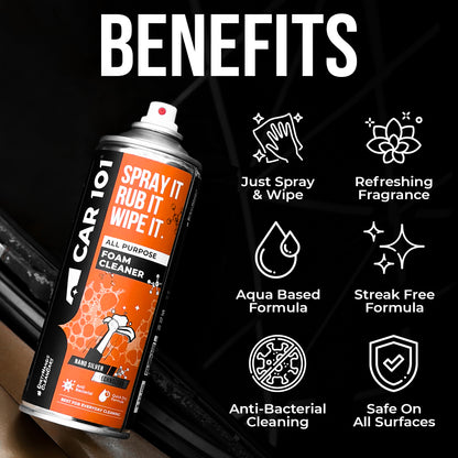 All Purpose Foam Cleaner | Best for daily cleaning | Car interior & Exterior | Anti Bacterial | 500ml large Size