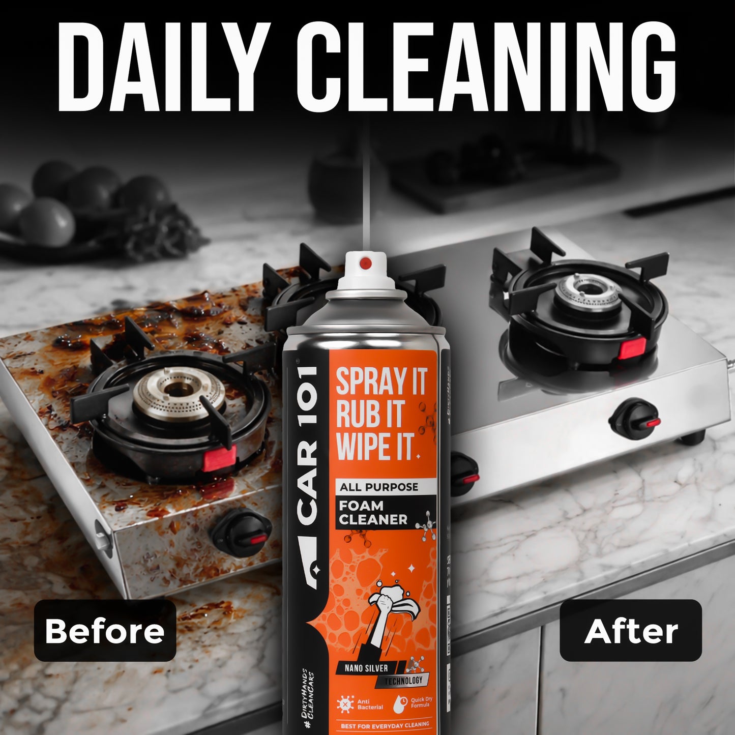 All Purpose Foam Cleaner | Best for daily cleaning | Car interior & Exterior | Anti Bacterial | 500ml large Size