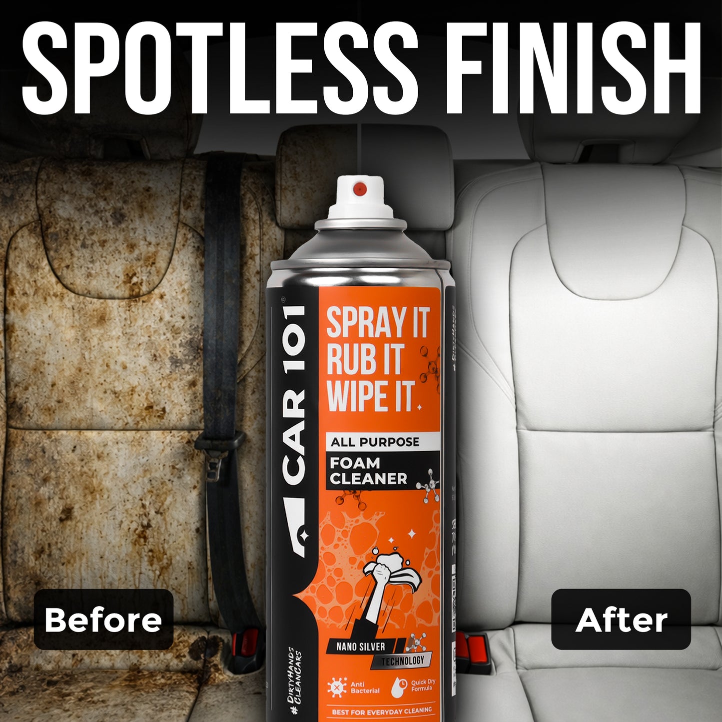 All Purpose Foam Cleaner | Best for daily cleaning | Car interior & Exterior | Anti Bacterial | 500ml large Size