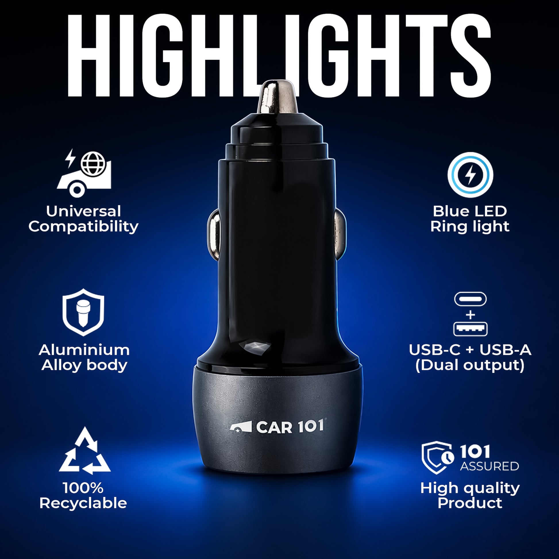 CAR101 Turbo Fast 65W Car Charger