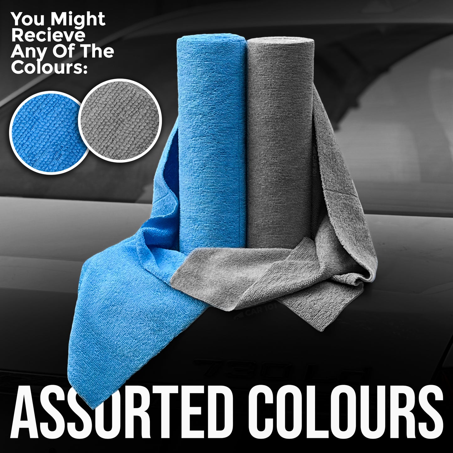 CAR101 Rip Rolls | 220 GSM Microfiber Towel Roll | 20 Units/Roll of tearable & reusable microfibre towels.