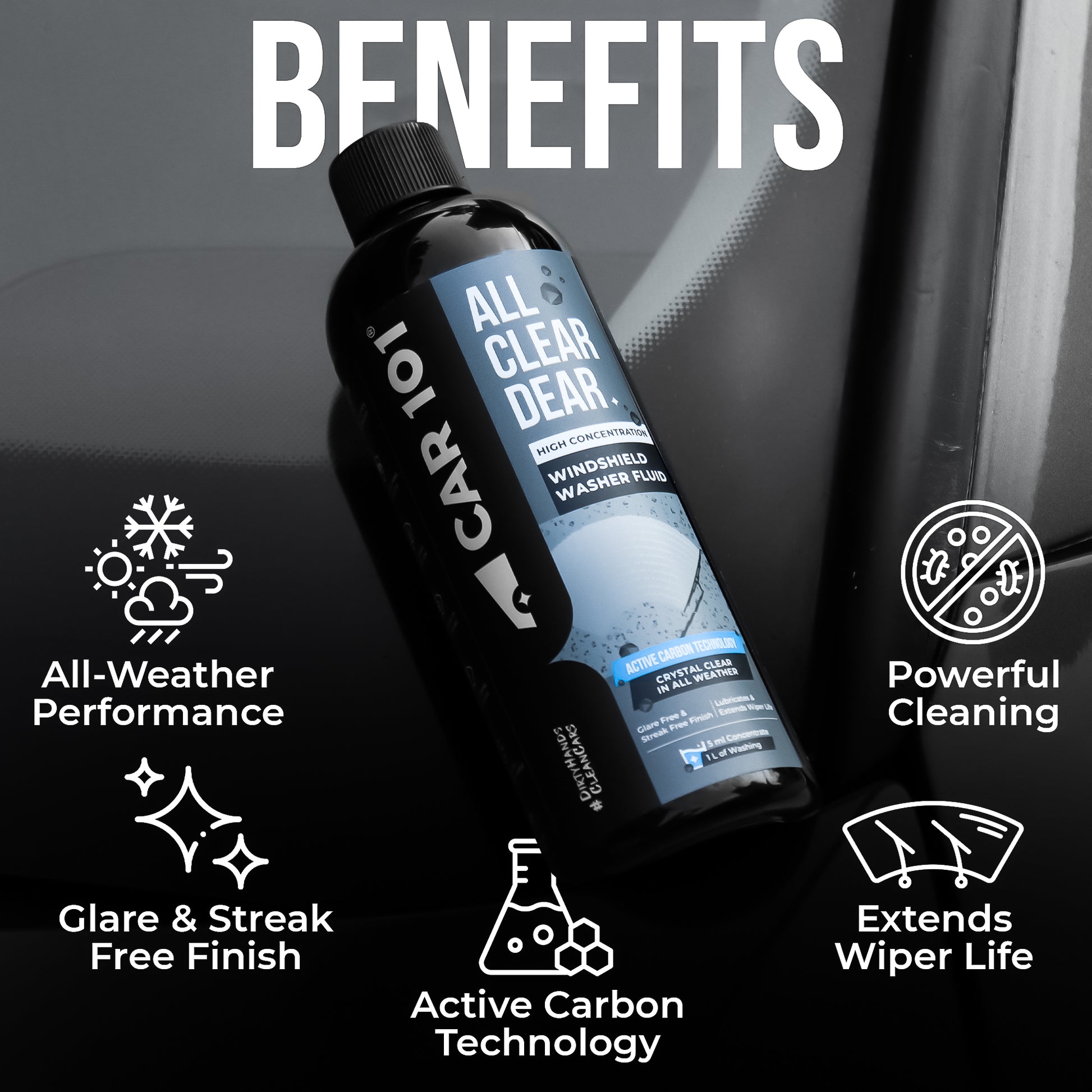 CAR101 Windshield Washer Concentrate 300ml  - Use only 5ml per litre