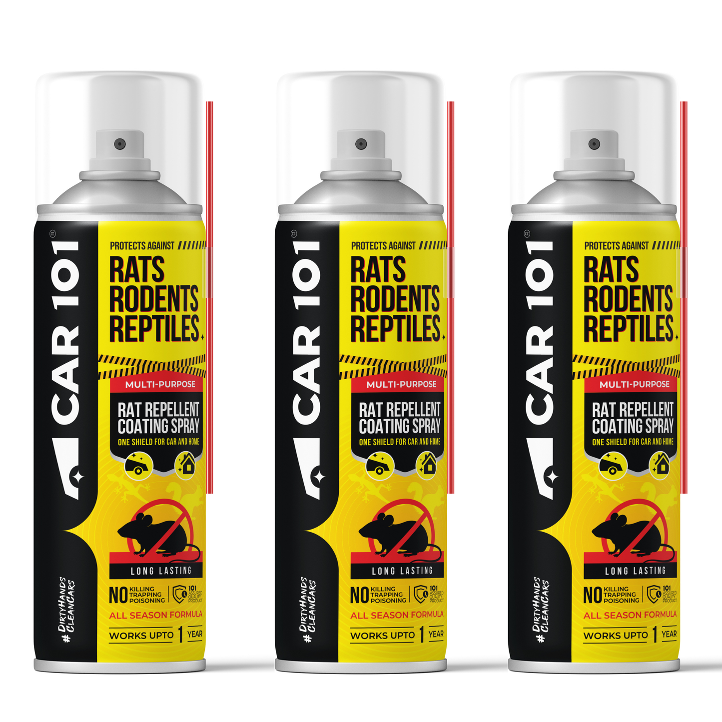 CAR101 Car Rat Repellent Spray | Anti Rat & Rodent Spray for Engine & Wiring Protection | Long Lasting Rat Protection for Cars & Bikes