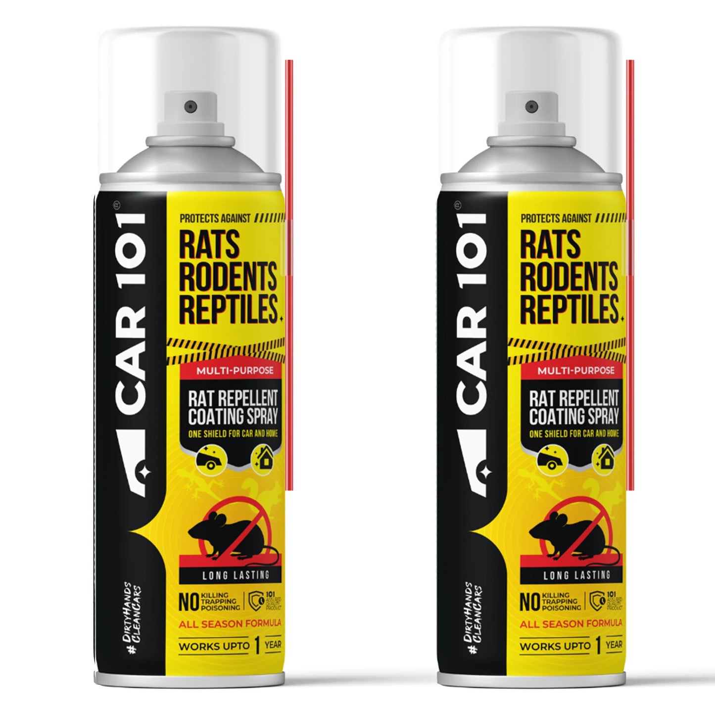 CAR101 Car Rat Repellent Spray | Anti Rat & Rodent Spray for Engine & Wiring Protection | Long Lasting Rat Protection for Cars & Bikes