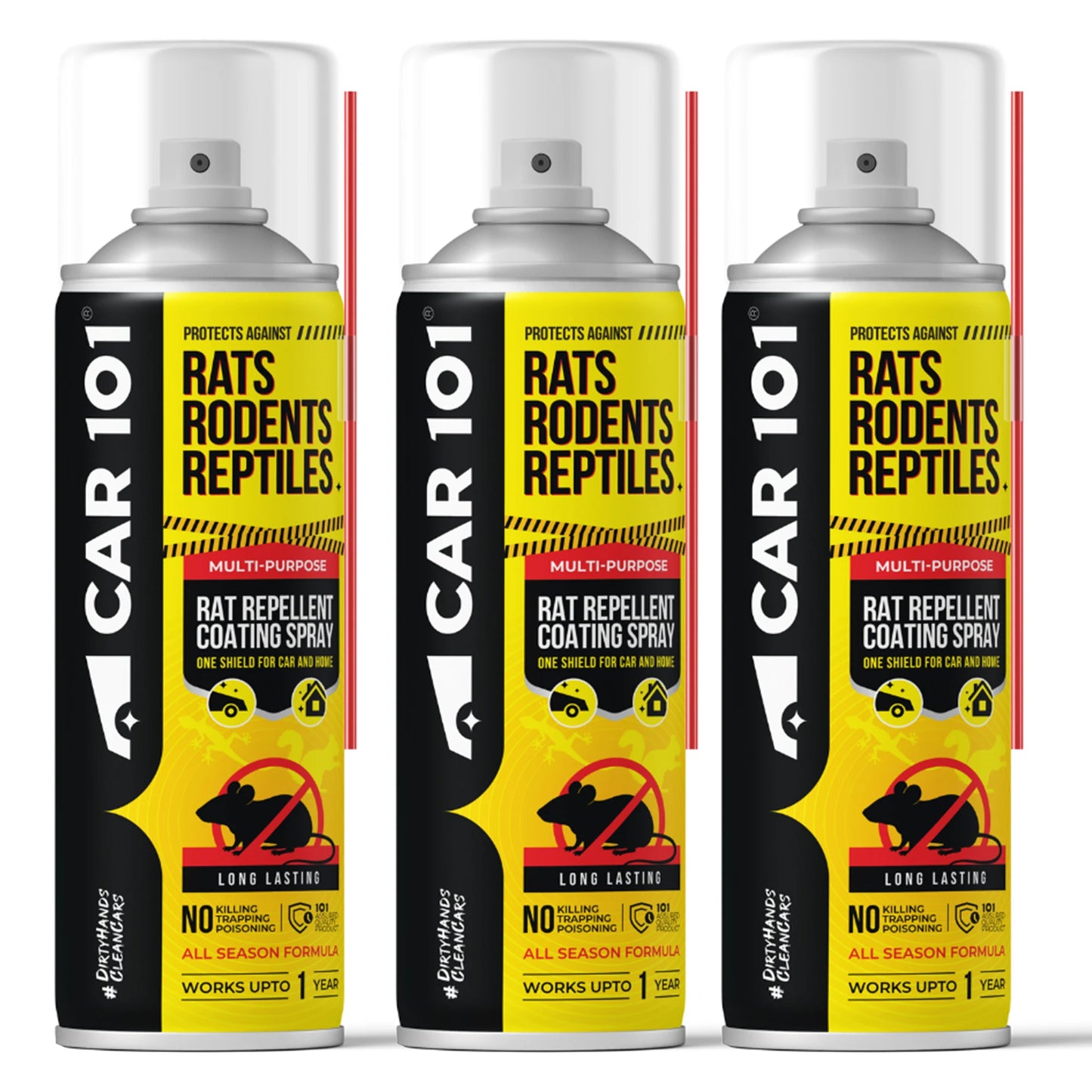 CAR101 Car Rat Repellent Spray | Anti Rat & Rodent Spray for Engine & Wiring Protection | Long Lasting Rat Protection for Cars & Bikes