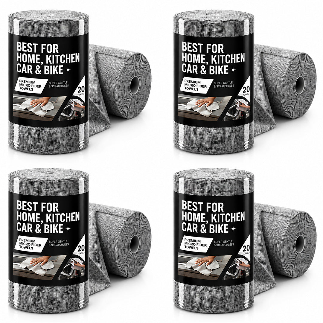 CAR101 Rip Rolls | 220 GSM Microfiber Towel Roll | 20 Units of tearable & reusable microfibre towels.