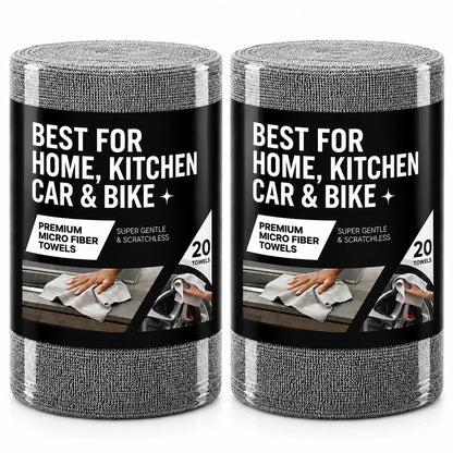CAR101 Rip Rolls | 220 GSM Microfiber Towel Roll | 20 Units of tearable & reusable microfibre towels.